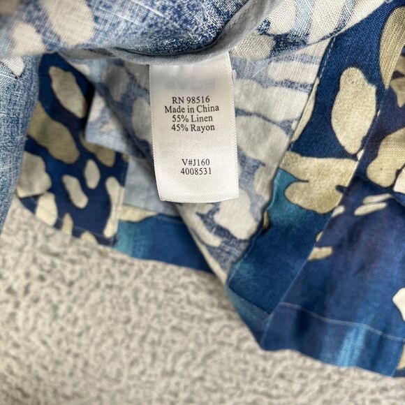 Coldwater Creek Jacket Womens PXL Petite Blue Linen Blend One Button Coat - Picture 10 of 10